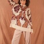 BALIKÇI YAKA DESENLİ YUMOŞ SALAŞ KAZAK - VANİLYA