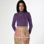 BALIKÇI YAKA FİTİLLİ TRİKO - MOR