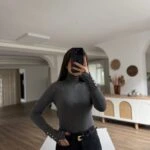 BALIKÇI YAKA KOL DROP VİSKON KAZAK - KOYU FÜME MELANJ