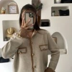 BALIKSIRTI KOL KATLI VİSKON HIRKA - KREM BEJ