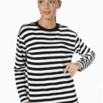 BASİC ÇİZGİLİ UZUN KOL VİSKON TİŞÖRT - SİYAH BEYAZ