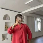 BASİC MODAL ARKA UZUN GÖMLEK - MERCAN