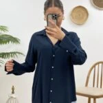 BASİC VİSKON GÖMLEK - LACİVERT