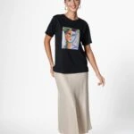 BASKILI KISA KOL TİŞÖRT - SİYAH