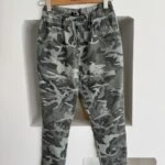 BEL BAĞCIKLI KAMUFLAJ DESEN LİKRALI VİSKON PANTOLON - HAKİ