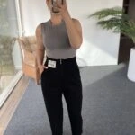 BEL BİLEK ETİKET DETAY FERMUARLI MODAL EŞOFMAN - SİYAH