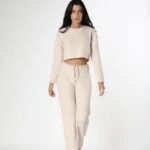 BEL DETAYLI TRİKO PANTOLON - BEJ