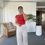 BEL LASTİK ASTARLI ÖN DİKİŞ KETEN PANTOLON - EKRU