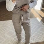 BEL LASTİK BAĞCIKLI PAÇA DUBLE YÜN KARIŞIM TRİKO PANTOLON - VİZON