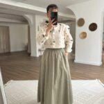 BEL LASTİK CEPLİ KLOŞ MİDİ ETEK - YEŞİL