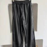 BEL LASTİK CEPLİ LİKRALI DERİ PANTOLON - SİYAH