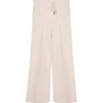 BEL LASTİK CEPLİ PAMUK KETEN BOL PAÇA PANTOLON - NATUREL