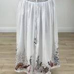 BEL LASTİK ETEK UCU NAKIŞLI PAMUK ETEK - BEYAZ