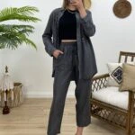 BEL LASTİK LİYOSEL PANTOLON - SİYAH