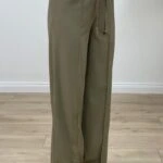 BEL LASTİK ÖN DİKİŞ BOL PAÇA PANTOLON - HAKİ