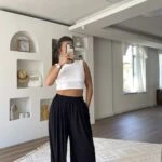 BEL LASTİK ÖN PİLİ CEPLİ BOL RAHAT MODAL PANTOLON - SİYAH