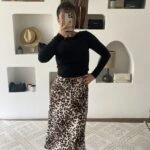 BEL LASTİK SATEN LEOPAR MİDİ VİSKON ETEK - LEOPAR