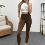 BEL LASTİKLİ ÇELİK TAYT - KAHVE