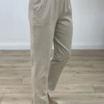 BEL LASTİKLİ CEPLİ GABARDİN PANTOLON - TAŞ