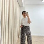 BEL LASTİKLİ CEPLİ VİSKON BOL PAÇA PANTOLON - BEJ LEOPAR