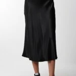 BEL LASTİKLİ SATEN ETEK - SİYAH