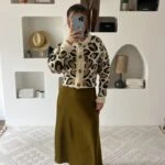 BEL LASTİKLİ SATEN ETEK - YAĞ YEŞİL