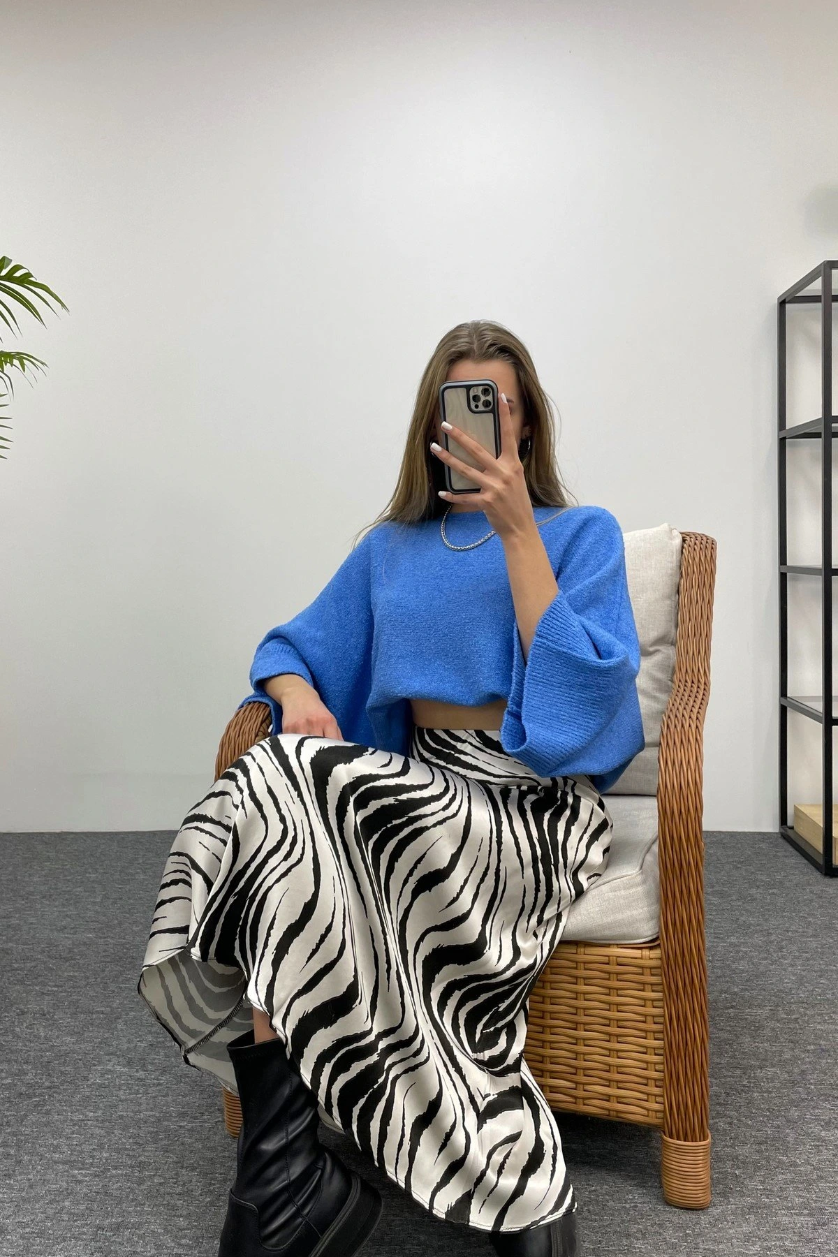 BEL LASTİKLİ SATEN ETEK - KALIN ZEBRA - Görsel 1