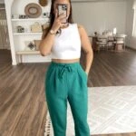 BEL ÖRGÜ LASTİK CEPLİ VİSKOS RAHAT PANTOLON - ZÜMRÜT YEŞİL