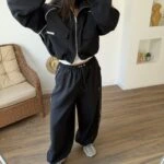 BEL VE PAÇA LASTİK BİYE DETAY BALON PANTOLON - SİYAH