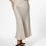 BELİ LASTİKLİ ETEĞİ VEREV SATEN ETEK - BEJ