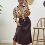 BELİ LASTİKLİ SATEN ETEK - KAHVE