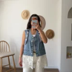 BOYUN FULAR ÖN JEAN GÜPÜR YELEK - BEYAZ