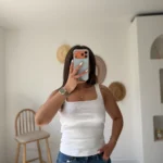 ÖN ÇİFT KAT ARKA ÖN KARE YAKA LİKRALI PAMUK ATLET - BEYAZ