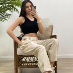 BİLEK DÜĞME BALON MODEL TENSEL PANTOLON - NATUREL