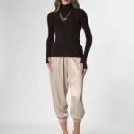 BİLEK LASTİK SATEN PANTOLON - TAŞ