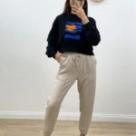 BİLEK LASTİK VE FERMUARLI PANTOLON - BEJ