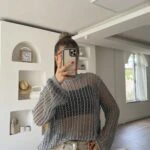 BİSİKLET YAKA AJURLU TRİKO KAZAK - GRİ