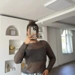 BİSİKLET YAKA AJURLU VİSKON TRİKO BLUZ - ÇİNKO