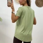 BİSİKLET YAKA ARKA OVAL TİŞÖRT - AÇIK HAKİ