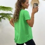 BİSİKLET YAKA ARKA OVAL TİŞÖRT - YEŞİL