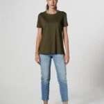 BİSİKLET YAKA ARKA OVAL TİŞÖRT - KOYU HAKİ