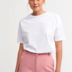 BİSİKLET YAKA BASİC PAMUK TİŞÖRT - BEYAZ