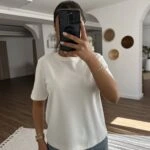 BİSİKLET YAKA BASİC PAMUK TİŞÖRT - EKRU