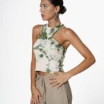 BİSİKLET YAKA BATİK DESEN YÜZÜCÜ ATLET - HAKİ