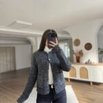 BİSİKLET YAKA CEPLİ BUKET GOLD DÜĞME VİSKON HIRKA - ANTRASİT