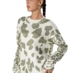 BİSİKLET YAKA DESENLİ VİSKON KAZAK - EKRU HAKİ