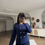 BİSİKLET YAKA DÜĞMELİ VİSKON HIRKA - LACİVERT