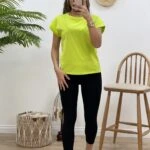 BİSİKLET YAKA DÜŞÜK KOL TİŞÖRT - LİME