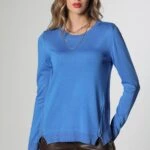 BİSİKLET YAKA ETEĞİ FERMUARLI TRİKO - İNDİGO