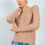 BİSİKLET YAKA FİTİLLİ VİSKON TRİKO - BEJ